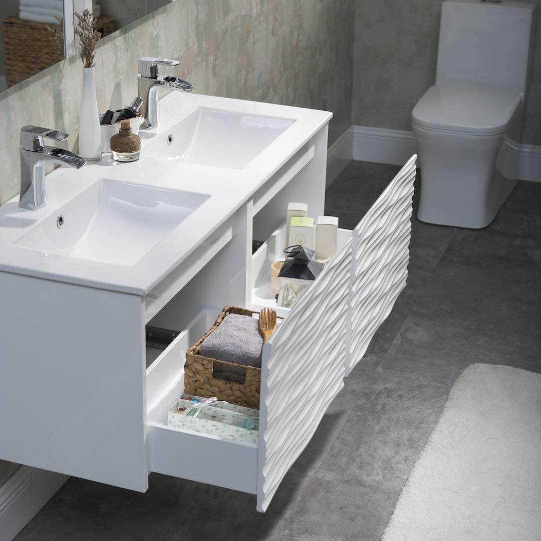 Paris - 48 Inch Vanity with Ceramic Double Sinks - White - Molaix842708122390Paris008 48 01D C