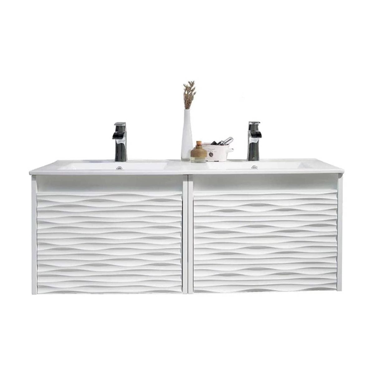 Paris - 48 Inch Vanity with Ceramic Double Sinks - White - Molaix842708122390Paris008 48 01D C