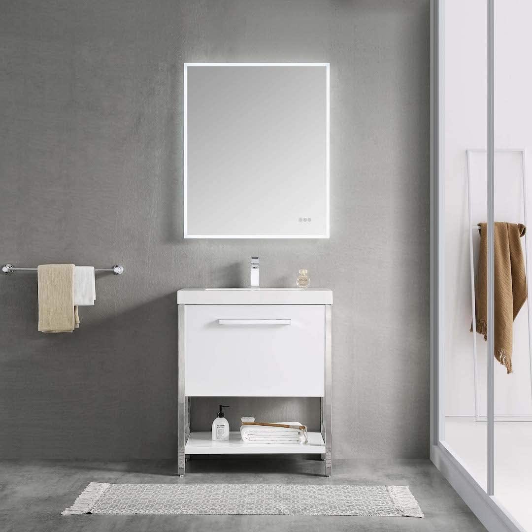 Riga - 30 Inch Vanity with Acrylic Sink - White - Molaix842708123106Riga022 30 01 A