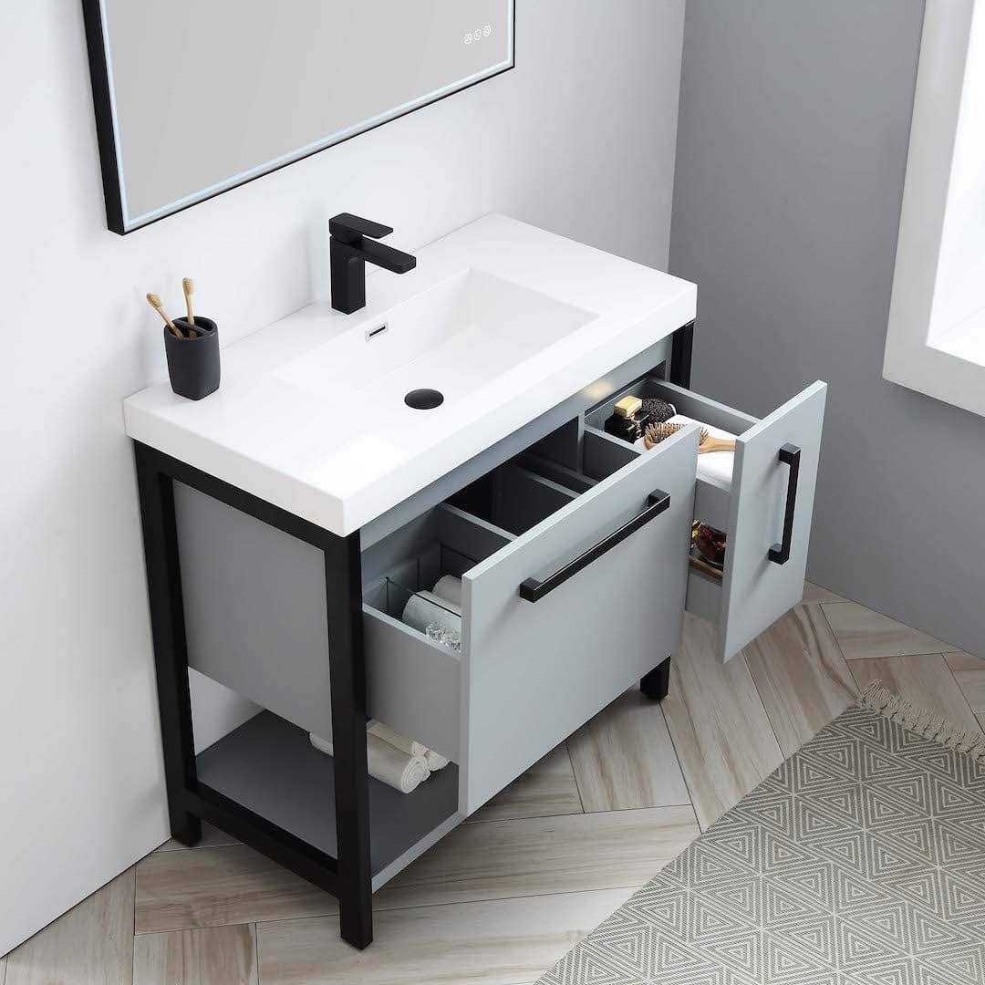 Riga - 36 Inch Vanity with Acrylic Sink - Metal Gray - Molaix842708123168Riga022 36 15 A