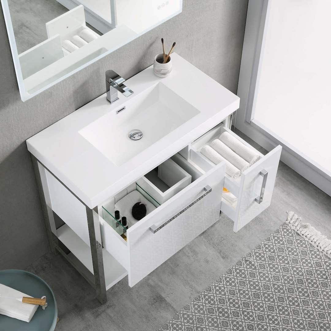 Riga - 36 Inch Vanity with Acrylic Sink - White - Molaix842708123144Riga022 36 01 A
