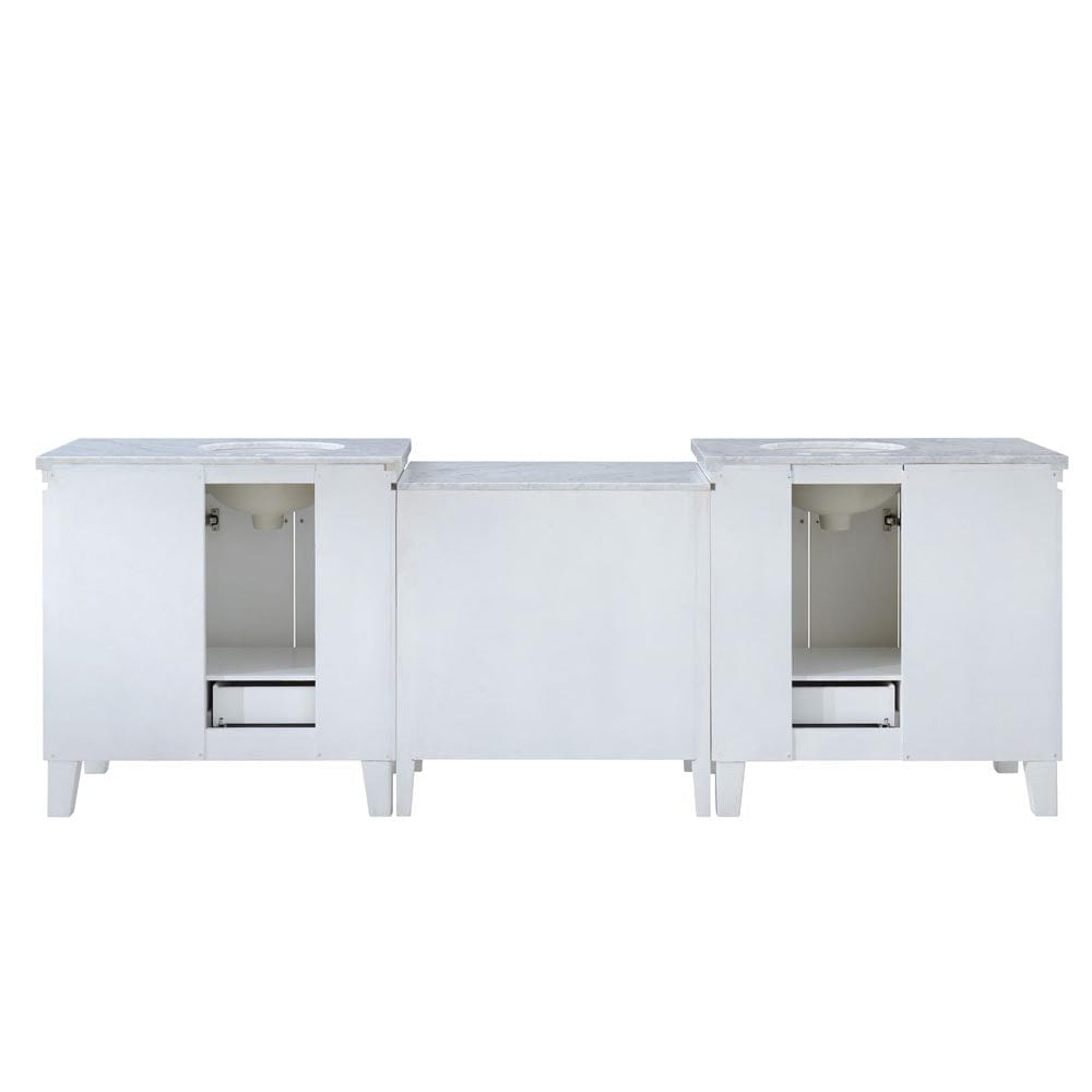 Silkroad Exclusive 103-inch Carrara White Marble Top Double Sink Bathroom Vanity - V0320WW103D - Molaix600316839235Bathroom VanityV0320WW103D