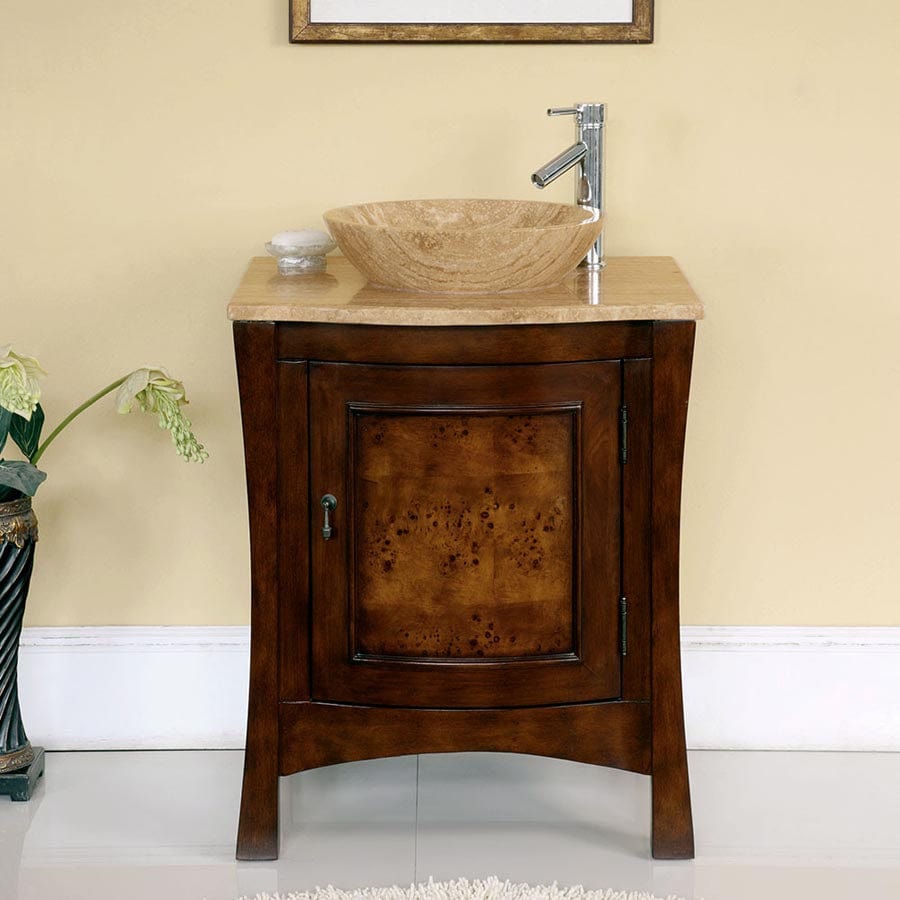 Silkroad Exclusive 26-inch Travertine Top Single Sink Bathroom Vanity - HYP-0714-T-TT-26 - Molaix610256800561Bathroom VanityHYP-0714-T-TT-26