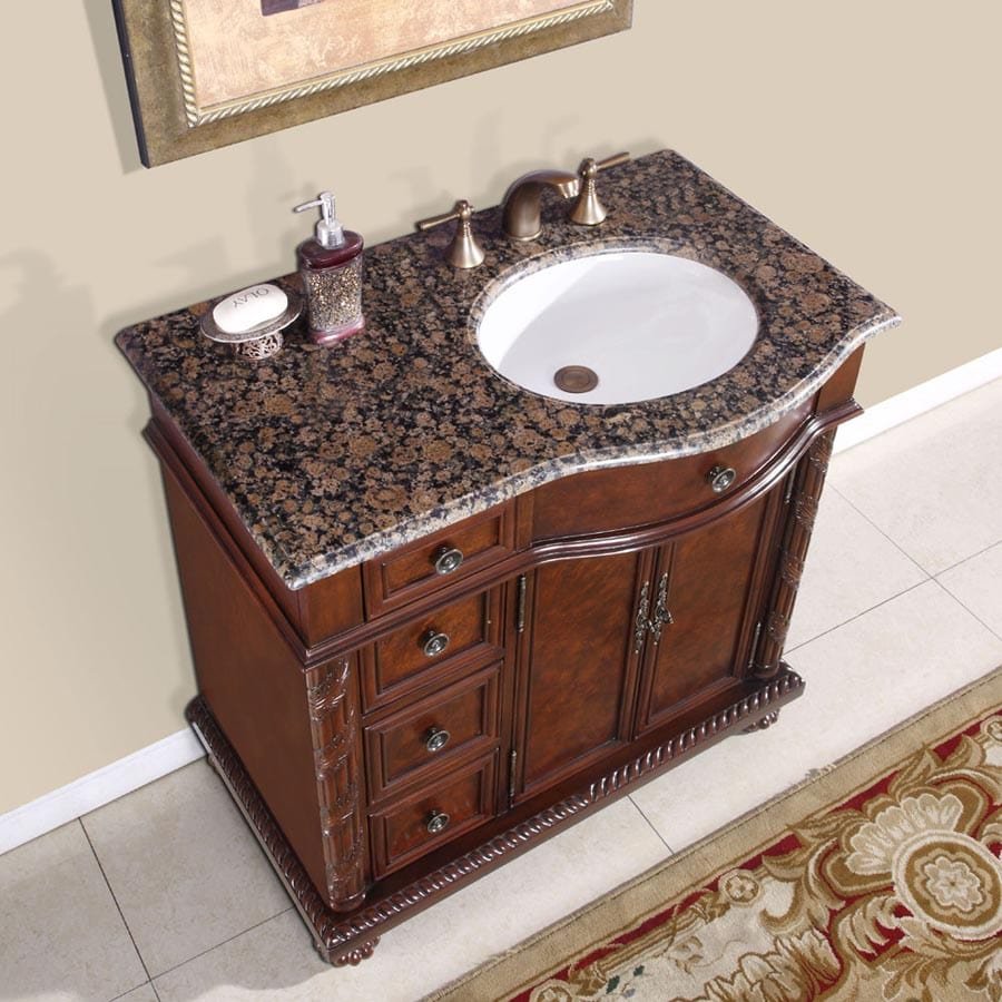 Silkroad Exclusive 36-inch Baltic Brown Granite Top Single Sink Bathroom Vanity - HYP-0213-BB-UWC-36-R - Molaix610256800271Bathroom VanityHYP-0213-BB-UWC-36-R