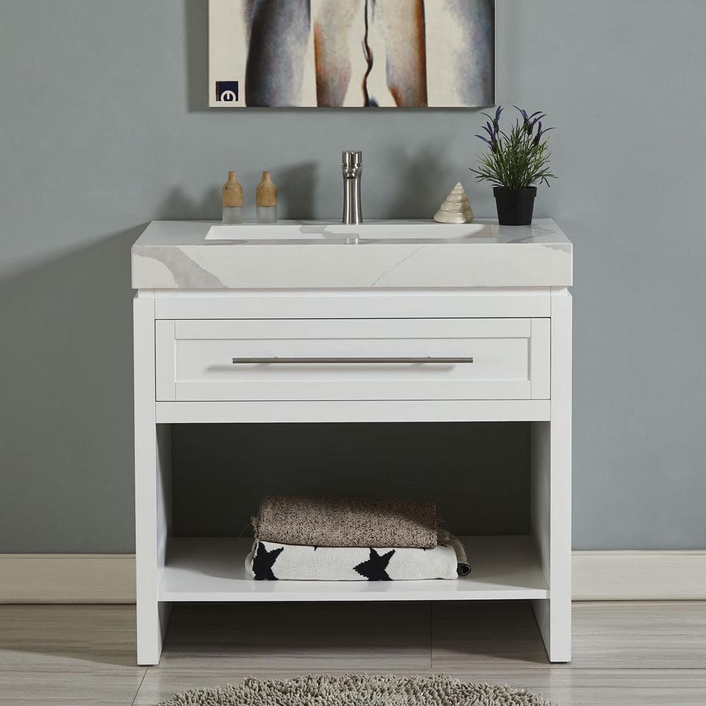 Silkroad Exclusive 36-inch Calacatta White Quartz Top Single Sink Bathroom Vanity - C01036WC_T0136LRC - Molaix600316839594Bathroom VanityC01036WC_T0136LRC