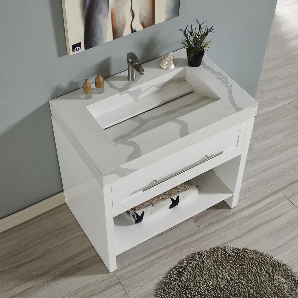 Silkroad Exclusive 36-inch Calacatta White Quartz Top Single Sink Bathroom Vanity - C01036WC_T0136LRC - Molaix600316839594Bathroom VanityC01036WC_T0136LRC