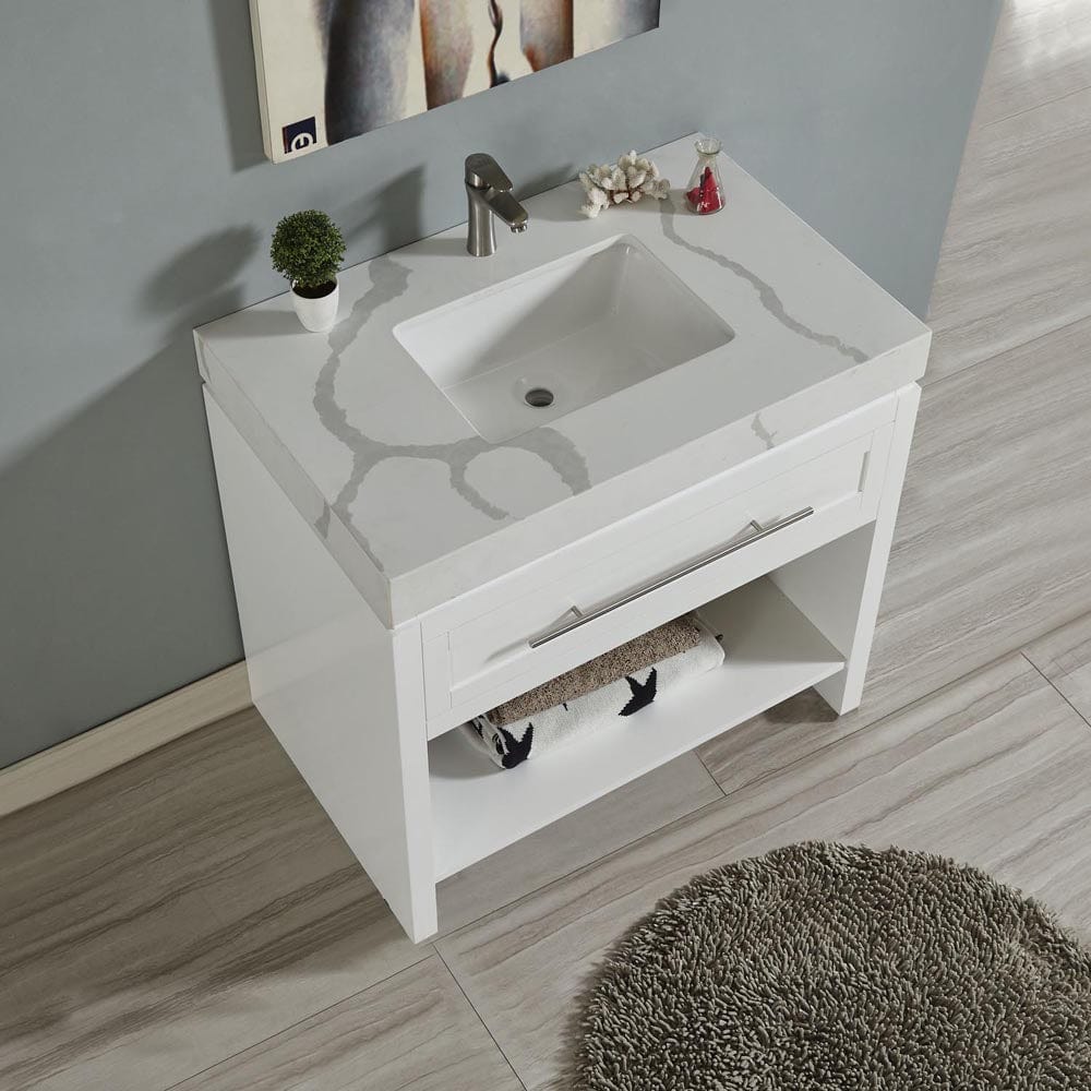 Silkroad Exclusive 36-inch Calacatta White Quartz Top Single Sink Bathroom Vanity - C01136WC_T0236LSC - Molaix600316839631Bathroom VanityC01136WC_T0236LSC