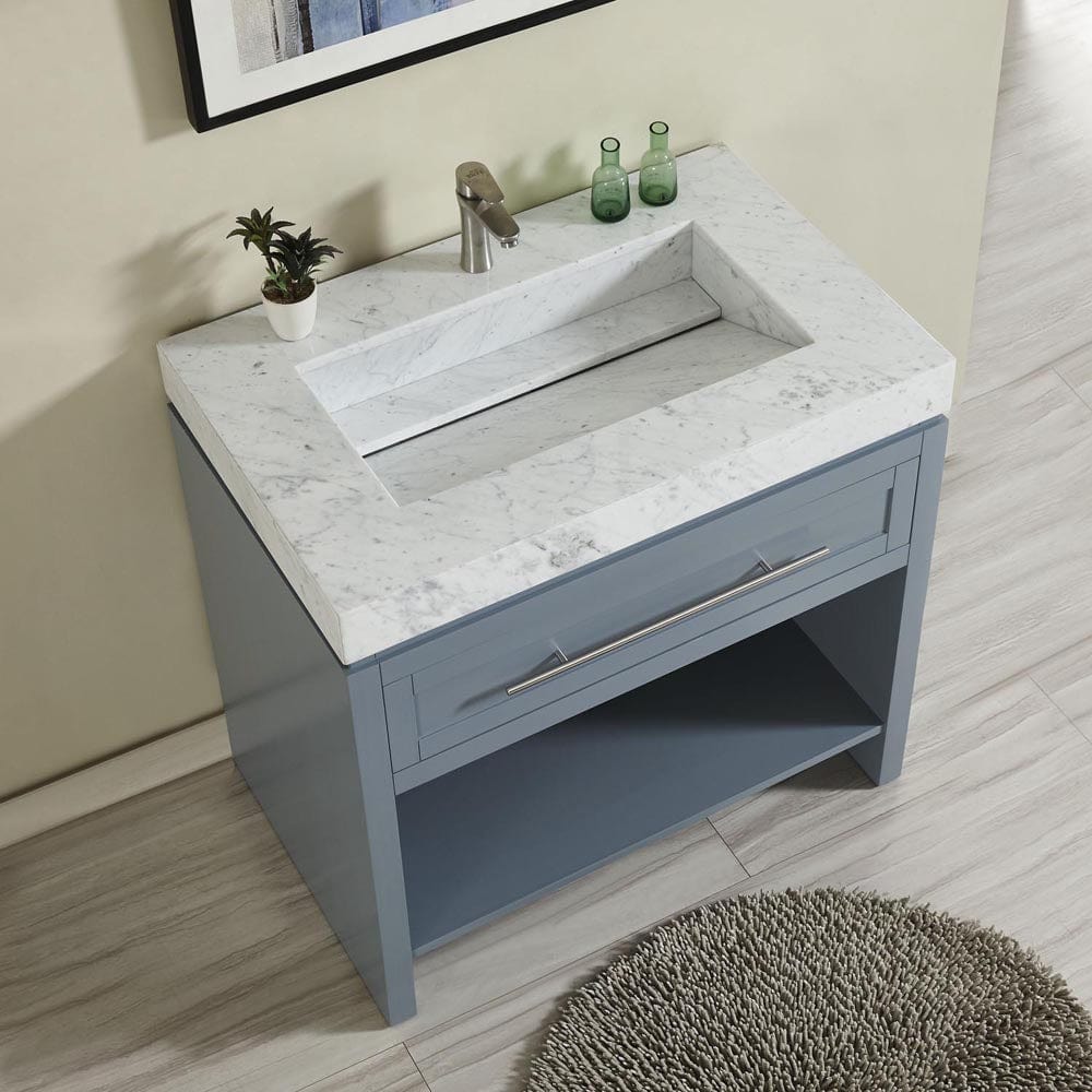 Silkroad Exclusive 36-inch Carrara White Marble Top Single Sink Bathroom Vanity - C01036GC_T0136WRC - Molaix600316839532Bathroom VanityC01036GC_T0136WRC