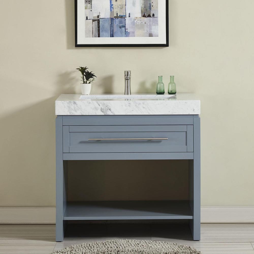Silkroad Exclusive 36-inch Carrara White Marble Top Single Sink Bathroom Vanity - C01036GC_T0136WRC - Molaix600316839532Bathroom VanityC01036GC_T0136WRC