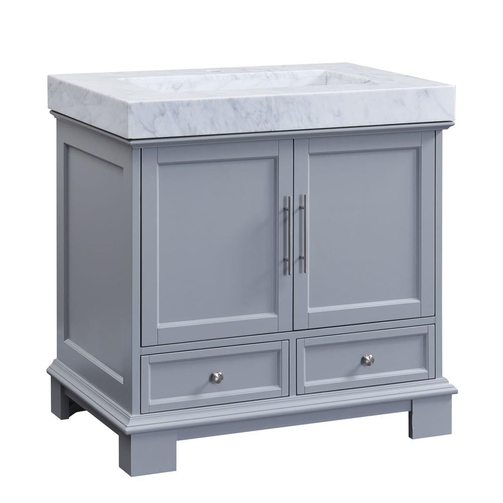 Silkroad Exclusive 36-inch Carrara White Marble Top Single Sink Bathroom Vanity - C05036GC_T0136WRC - Molaix600316840279Bathroom VanityC05036GC_T0136WRC