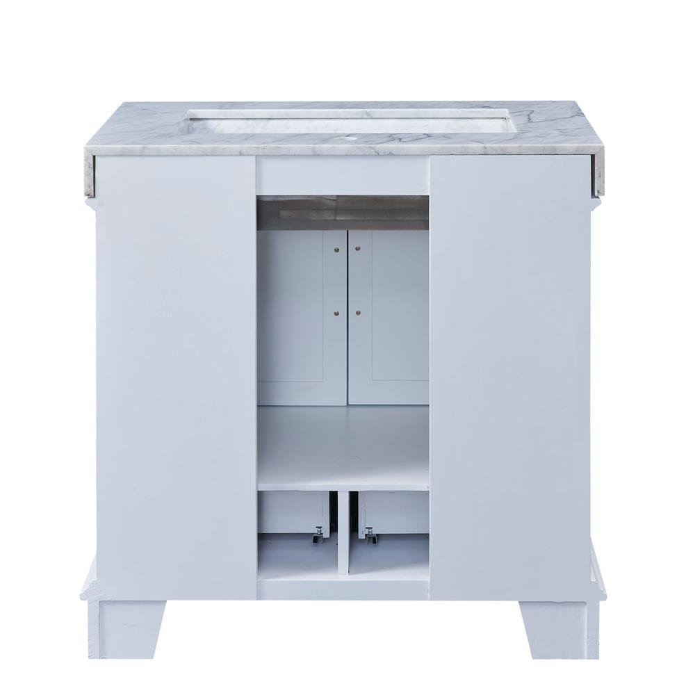 Silkroad Exclusive 36-inch Carrara White Marble Top Single Sink Bathroom Vanity - C05036WC_T0136WRC - Molaix600316840361Bathroom VanityC05036WC_T0136WRC