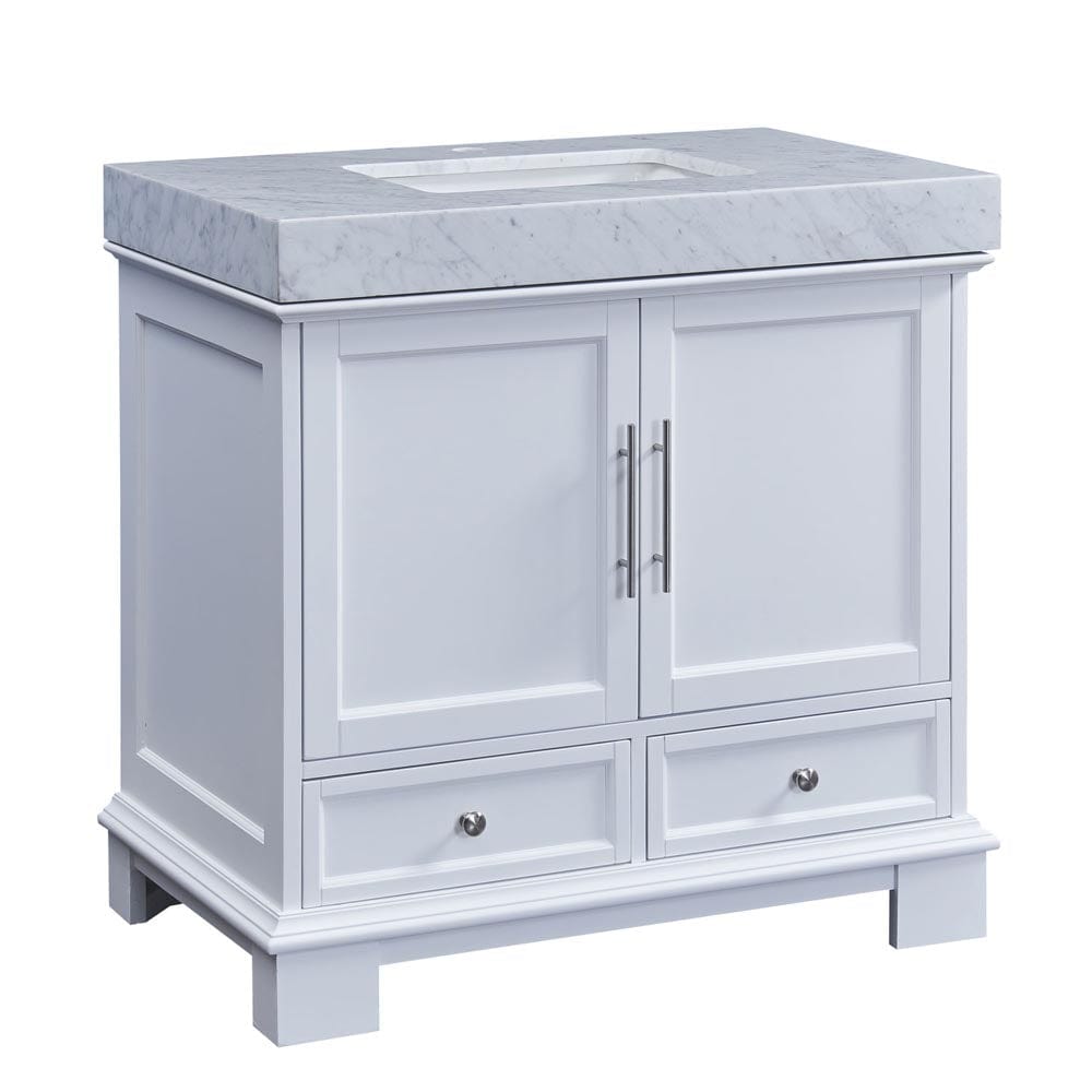 Silkroad Exclusive 36-inch Carrara White Marble Top Single Sink Bathroom Vanity - C05036WC_T0236WSC - Molaix600316840408Bathroom VanityC05036WC_T0236WSC