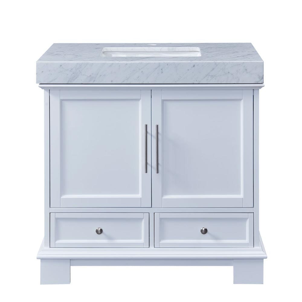 Silkroad Exclusive 36-inch Carrara White Marble Top Single Sink Bathroom Vanity - C05036WC_T0236WSC - Molaix600316840408Bathroom VanityC05036WC_T0236WSC