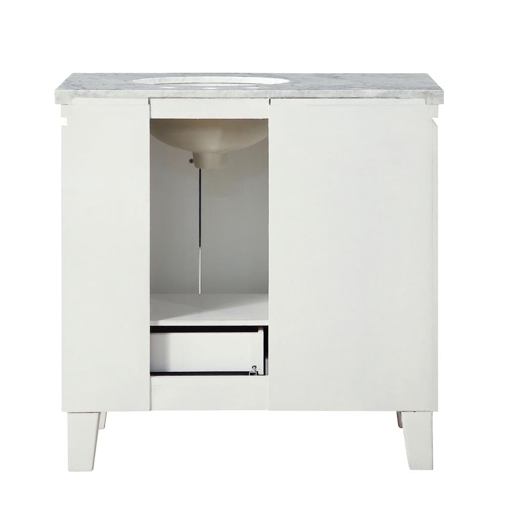 Silkroad Exclusive 36-inch Carrara White Marble Top Single Sink Bathroom Vanity - V0320WW36R - Molaix600316839198Bathroom VanityV0320WW36R