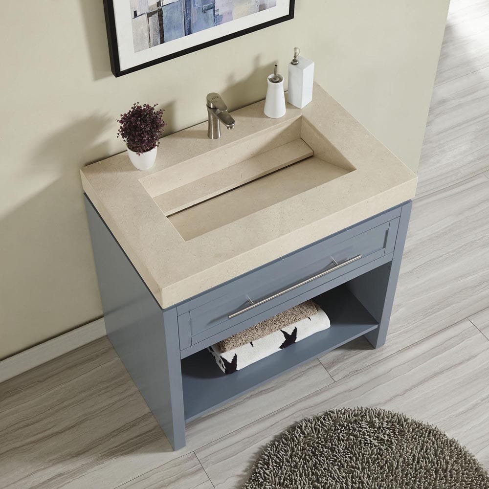 Silkroad Exclusive 36-inch Crema Marfil Marble Top Single Sink Bathroom Vanity - C01036GC_T0136CRC - Molaix600316839501Bathroom VanityC01036GC_T0136CRC