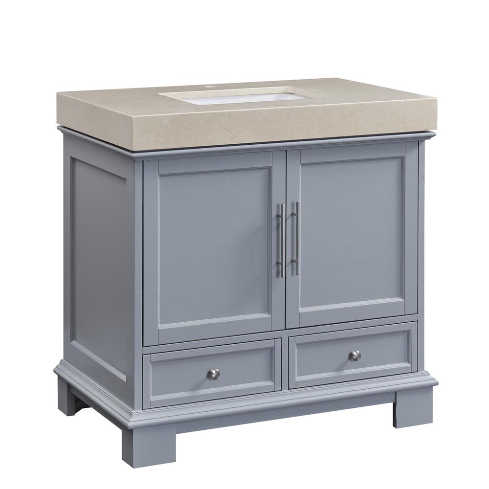 Silkroad Exclusive 36-inch Crema Marfil Marble Top Single Sink Bathroom Vanity - C05036GC_T0236CSC - Molaix600316840286Bathroom VanityC05036GC_T0236CSC