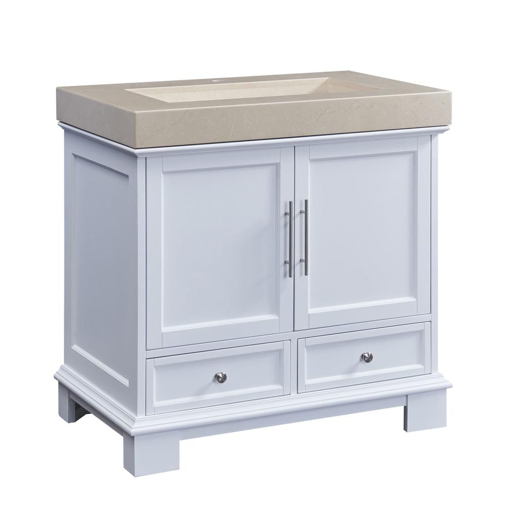 Silkroad Exclusive 36-inch Crema Marfil Marble Top Single Sink Bathroom Vanity - C05036WC_T0136CRC - Molaix600316840330Bathroom VanityC05036WC_T0136CRC