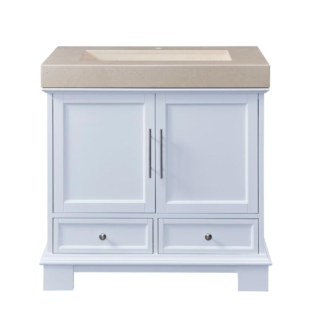 Silkroad Exclusive 36-inch Crema Marfil Marble Top Single Sink Bathroom Vanity - C05036WC_T0136CRC - Molaix600316840330Bathroom VanityC05036WC_T0136CRC