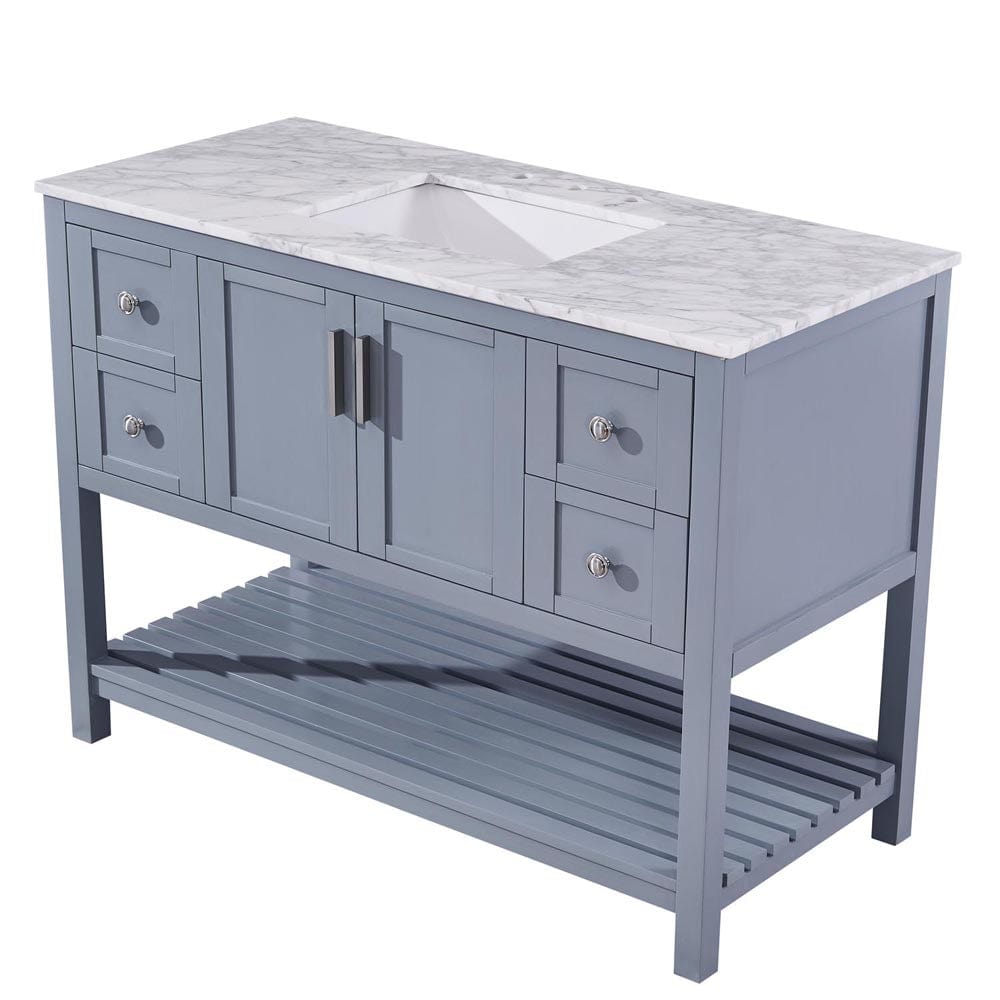 Silkroad Exclusive 48-inch Carrara White Marble Top Single Sink Bathroom Vanity - V10048GWSC - Molaix600316839433Bathroom VanityV10048GWSC