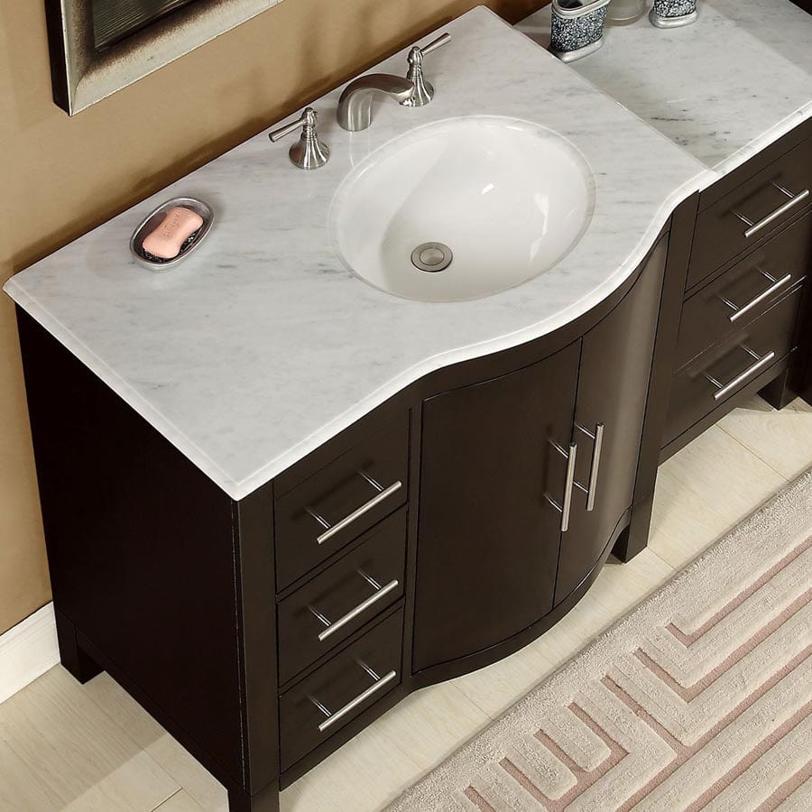 Silkroad Exclusive 53.5-inch Carrara White Marble Top Single Sink Bathroom Vanity - HYP-0912-WM-UWC-54-R - Molaix610256802732Bathroom VanityHYP-0912-WM-UWC-54-R