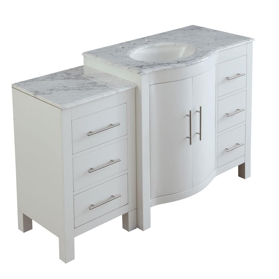 Silkroad Exclusive 53.5-inch Carrara White Marble Top Single Sink Bathroom Vanity - V0290WW54L - Molaix600316839136Bathroom VanityV0290WW54L
