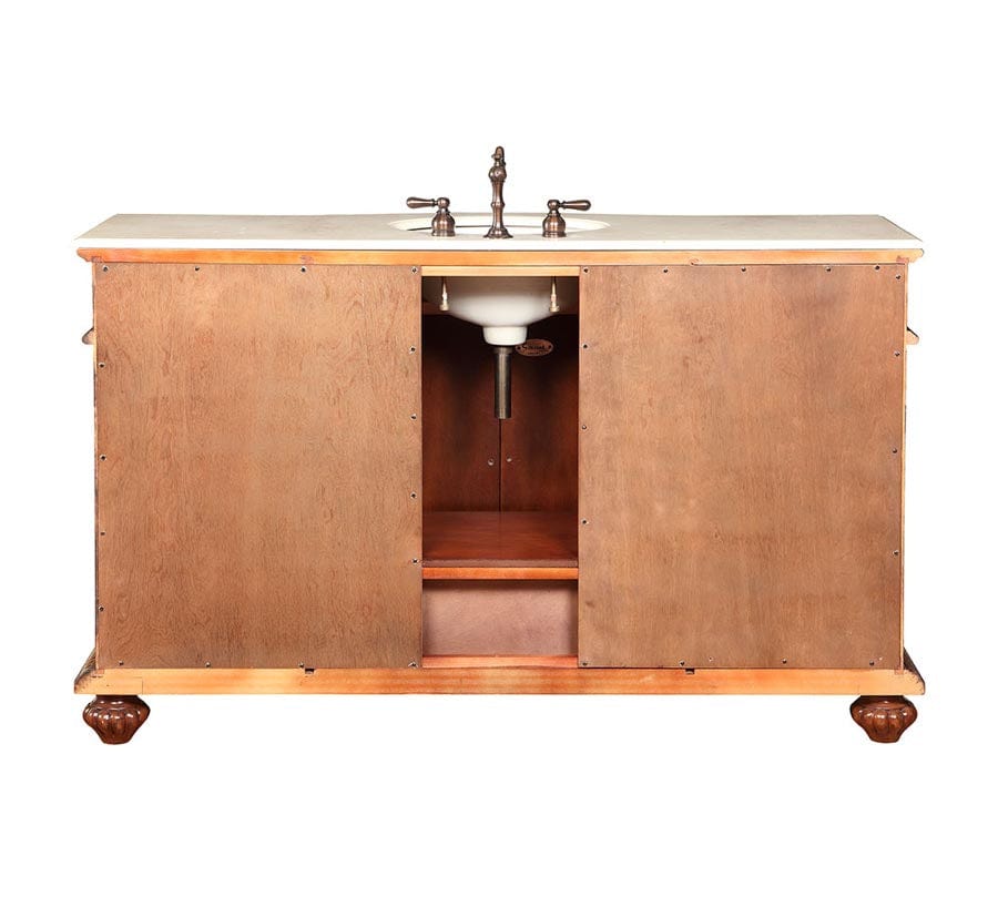 Silkroad Exclusive 60-inch Crema Marfil Marble Top Single Sink Bathroom Vanity - FS-0268-CM-UWC-60 - Molaix610256802237Bathroom VanityFS-0268-CM-UWC-60