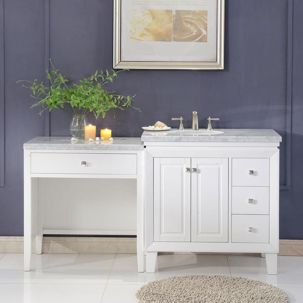 Silkroad Exclusive 67-inch Carrara White Marble Top Single Sink Bathroom Vanity - V0320WW67L - Molaix600316839211Bathroom VanityV0320WW67L