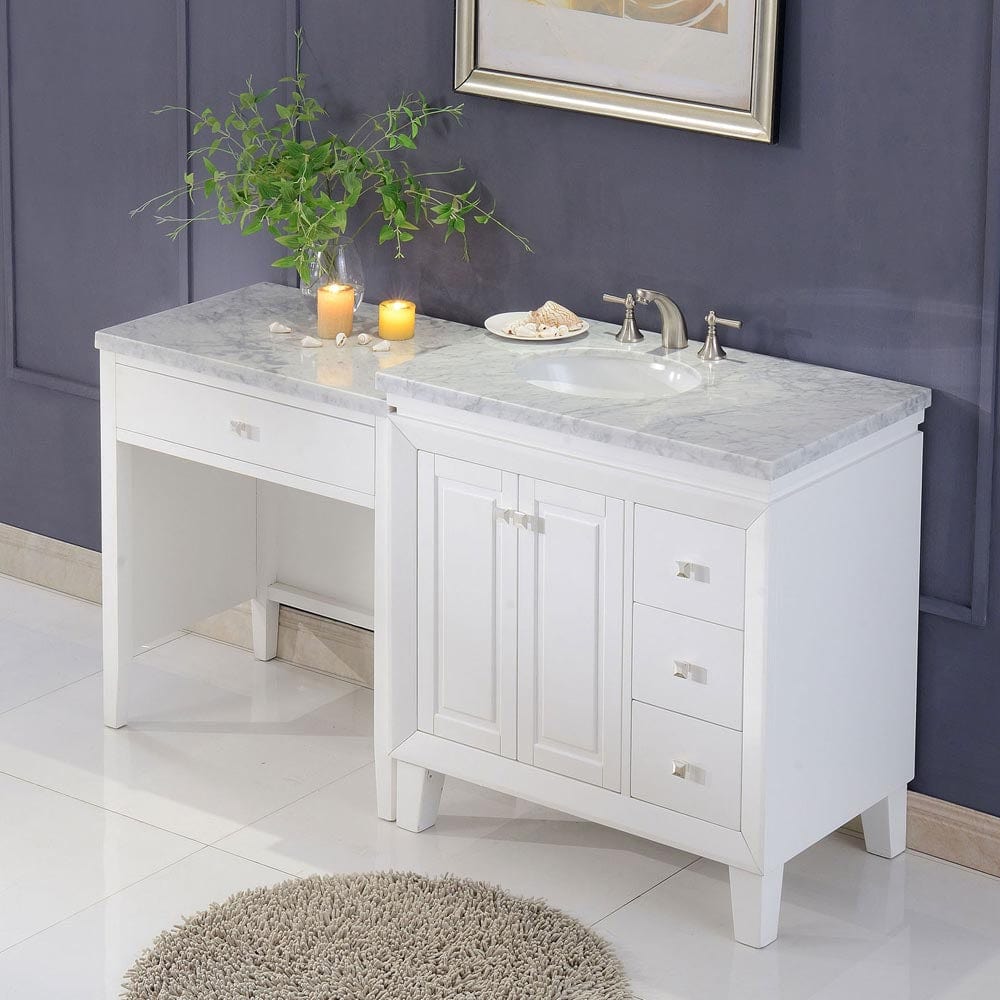 Silkroad Exclusive 67-inch Carrara White Marble Top Single Sink Bathroom Vanity - V0320WW67L - Molaix600316839211Bathroom VanityV0320WW67L