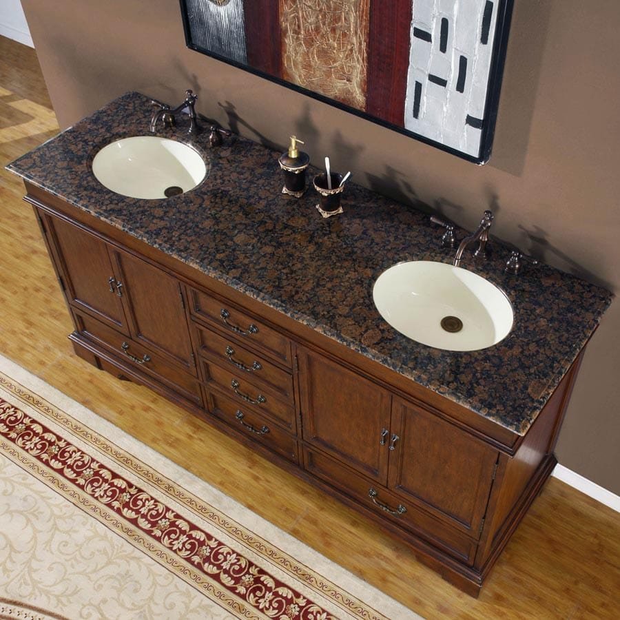 Silkroad Exclusive 72-inch Baltic Brown Granite Top Double Sink Bathroom Vanity - HYP-0715-BB-UIC-72 - Molaix610256800608Bathroom VanityHYP-0715-BB-UIC-72