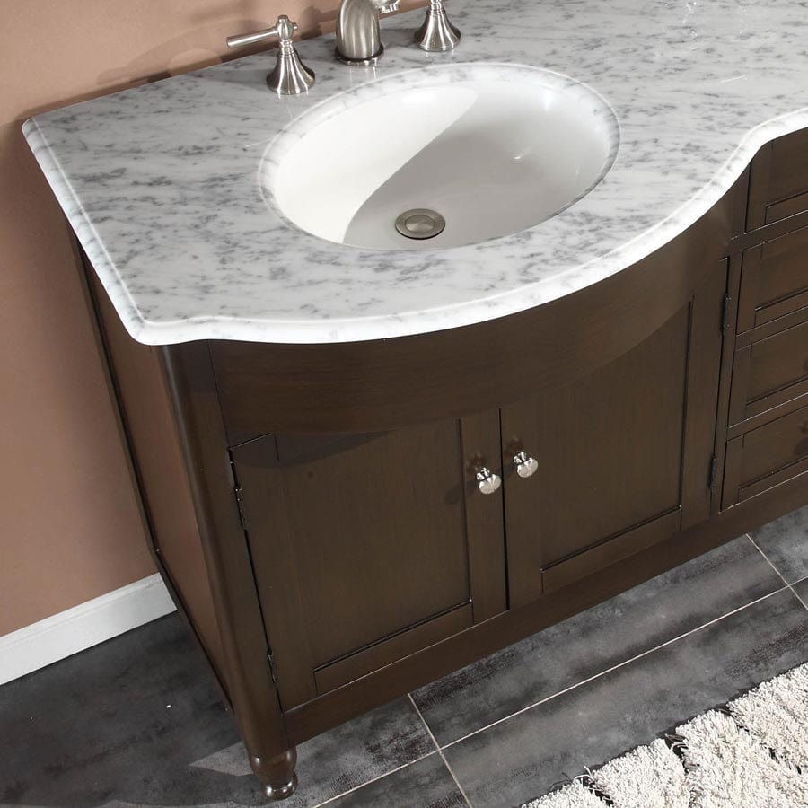 Silkroad Exclusive 72-inch Carrara White Marble Top Double Sink Bathroom Vanity - HYP-0717-WM-UWC-72 - Molaix610256802190Bathroom VanityHYP-0717-WM-UWC-72