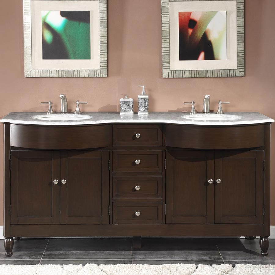 Silkroad Exclusive 72-inch Carrara White Marble Top Double Sink Bathroom Vanity - HYP-0717-WM-UWC-72 - Molaix610256802190Bathroom VanityHYP-0717-WM-UWC-72