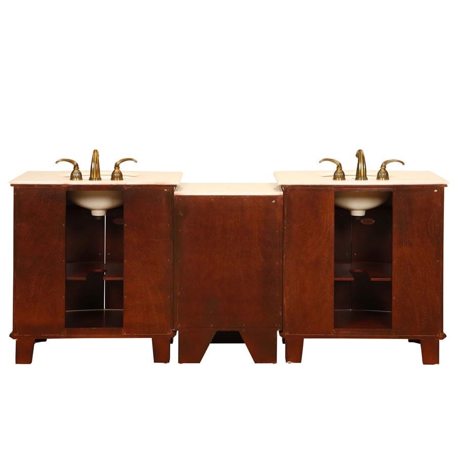 Silkroad Exclusive 84-inch Crema Marfil Marble Top Double Sink Bathroom Vanity - HYP-0204-CM-UIC-84 - Molaix610256801407Bathroom VanityHYP-0204-CM-UIC-84