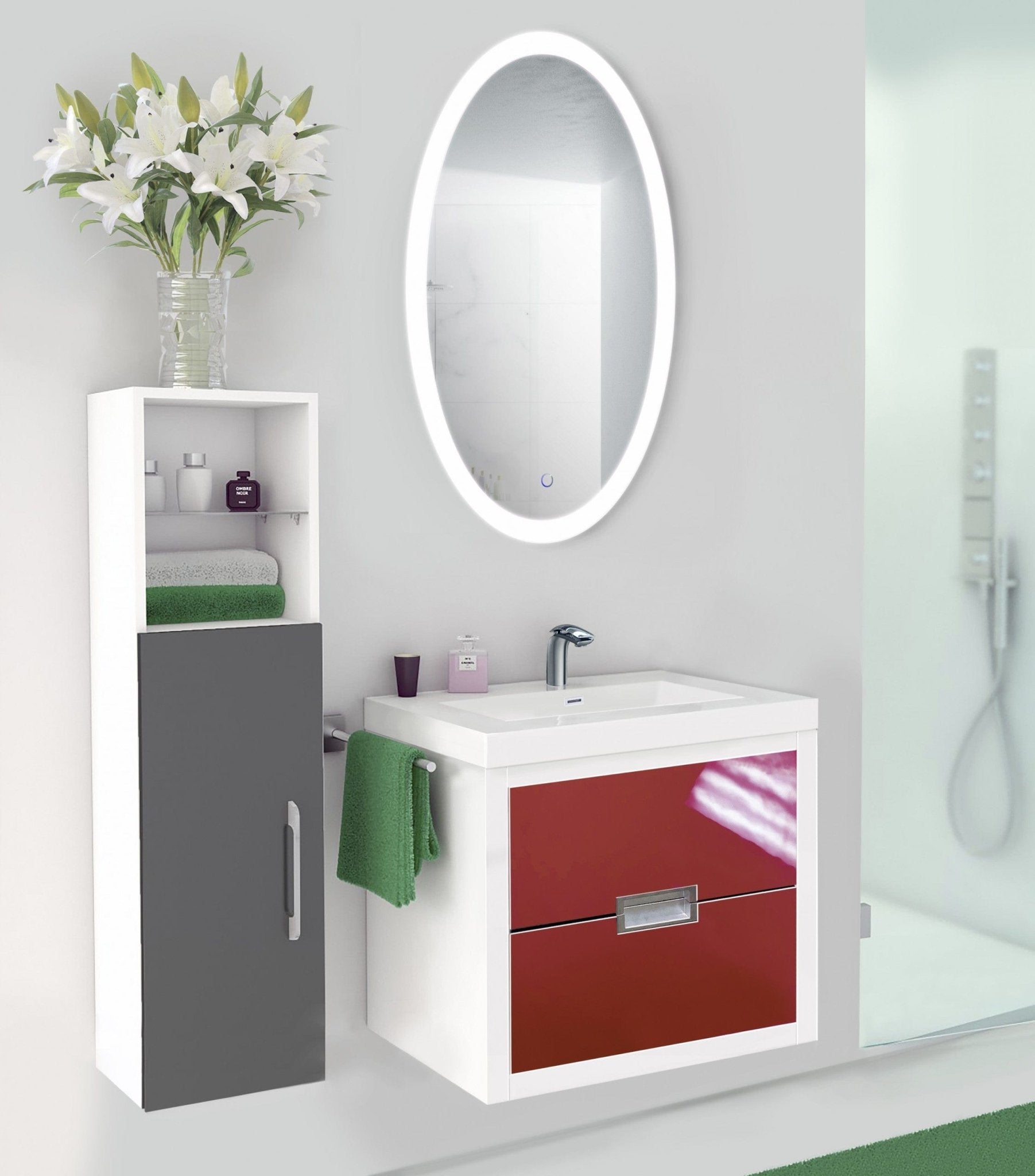 Sol Oval 24" x 44" LED Bathroom Mirror w/ Dimmer & Defogger | Oval Back-lit Vanity Mirror - Molaix - Molaix850033437089OvalSOL2444O