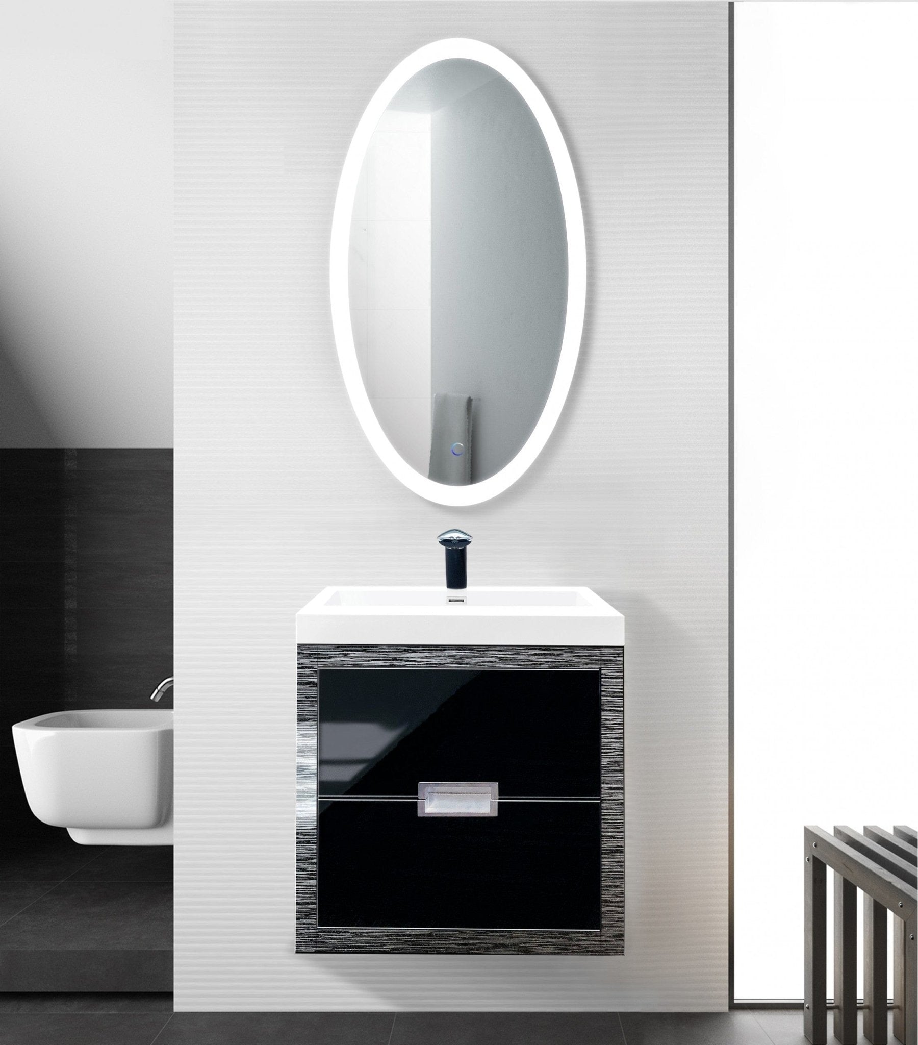 Sol Oval 24" x 44" LED Bathroom Mirror w/ Dimmer & Defogger | Oval Back-lit Vanity Mirror - Molaix - Molaix850033437089OvalSOL2444O