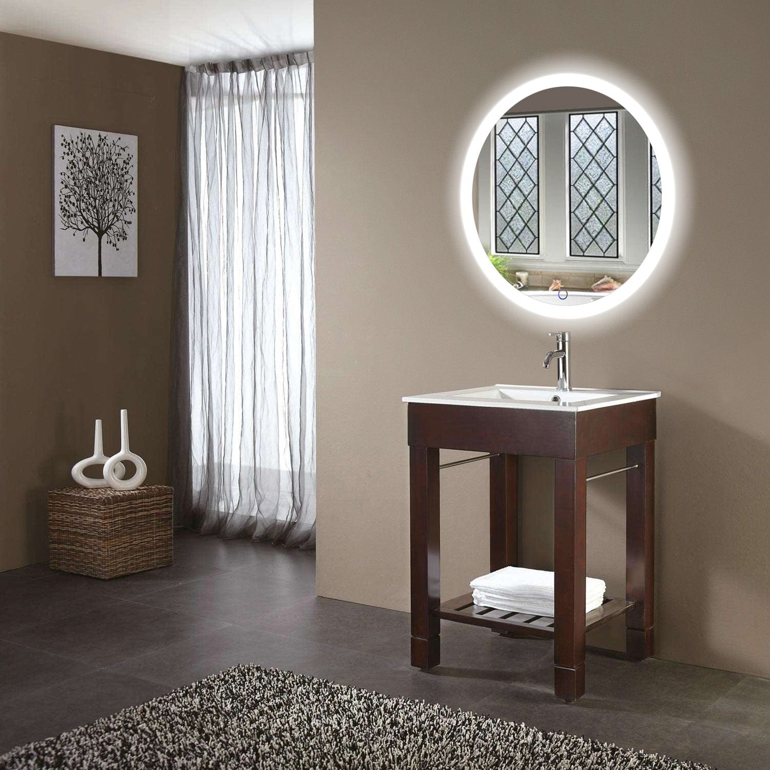 Sol Round 27" x 27" LED Bathroom Mirror w/ Dimmer & Defogger | Round Back-lit Vanity Mirror - Molaix - Molaix635833354763Lighted Wall Mirror,RoundSOL2727R