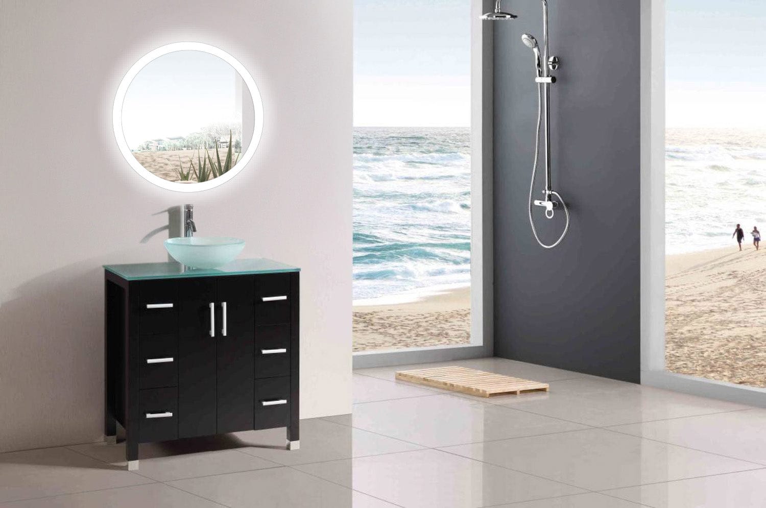 Sol Round 27" x 27" LED Bathroom Mirror w/ Dimmer & Defogger | Round Back-lit Vanity Mirror - Molaix - Molaix635833354763Lighted Wall Mirror,RoundSOL2727R