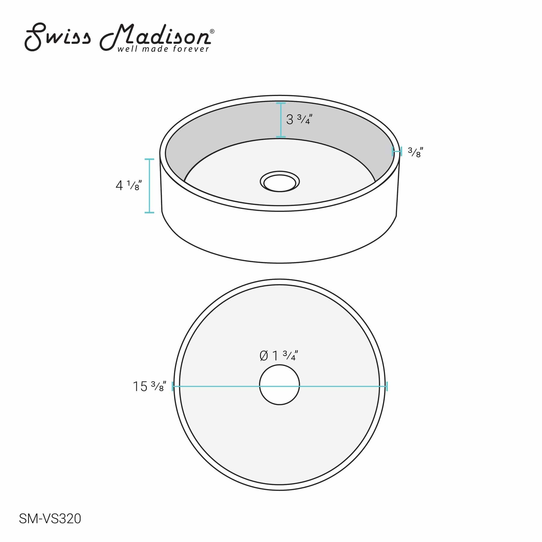 Swiss Madison Cache 15.75" Round Glass Vessel Sink - SM-VS320 - Molaix723552143710AccessoriesSM-VS320