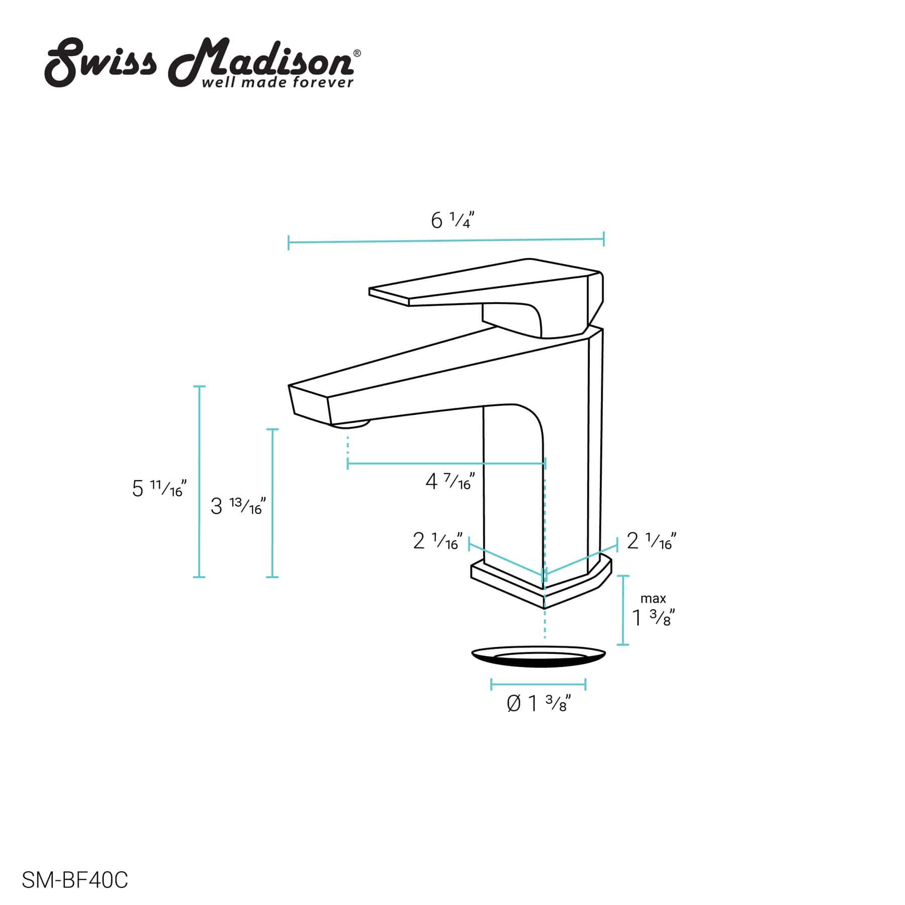 Swiss Madison Voltaire Single Hole, Single-Handle, Bathroom Faucet in Chrome - SM-BF40C - Molaix723552143819AccessoriesSM-BF40C