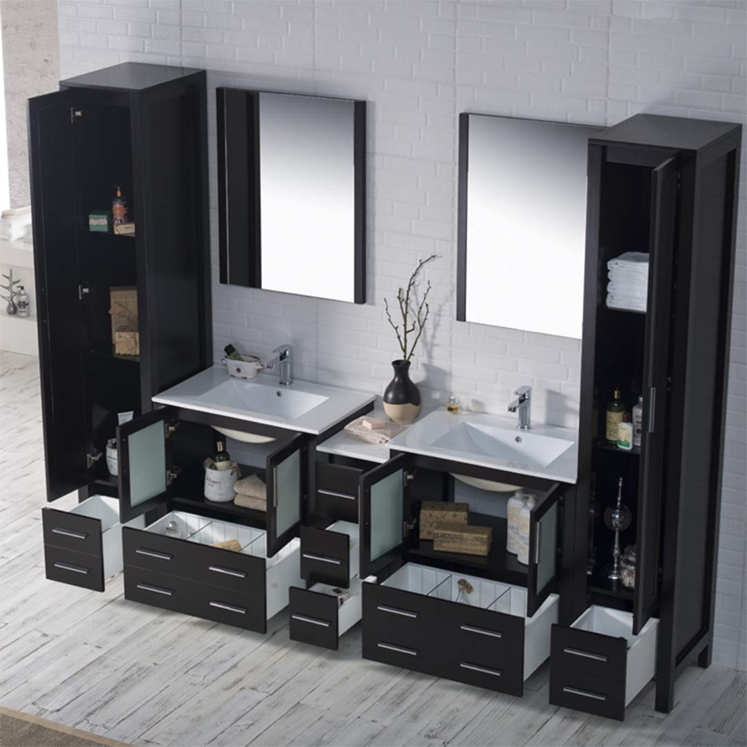 Sydney - 102 Inch Vanity with Ceramic Double Sinks - Espresso - Molaix842708118331Sydney001 102 02 C