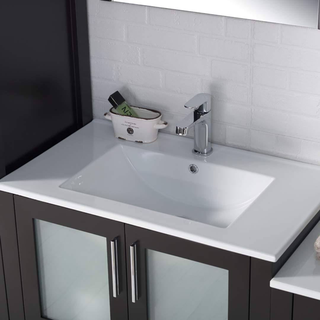 Sydney - 102 Inch Vanity with Ceramic Double Sinks - Espresso - Molaix842708118331Sydney001 102 02 C