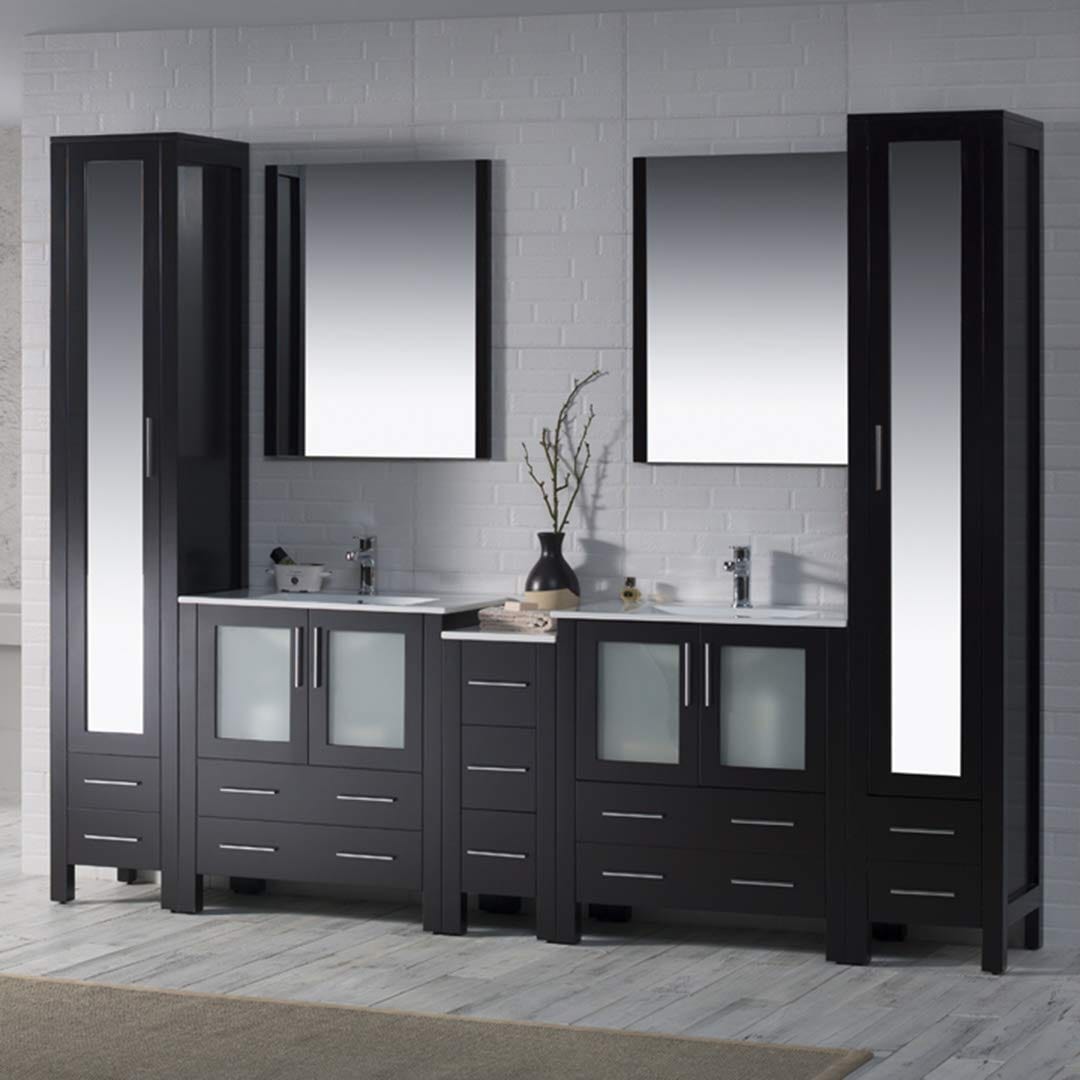 Sydney - 102 Inch Vanity with Ceramic Double Sinks & Mirrors - Espresso - Molaix842708125728Sydney001 102 02 C M