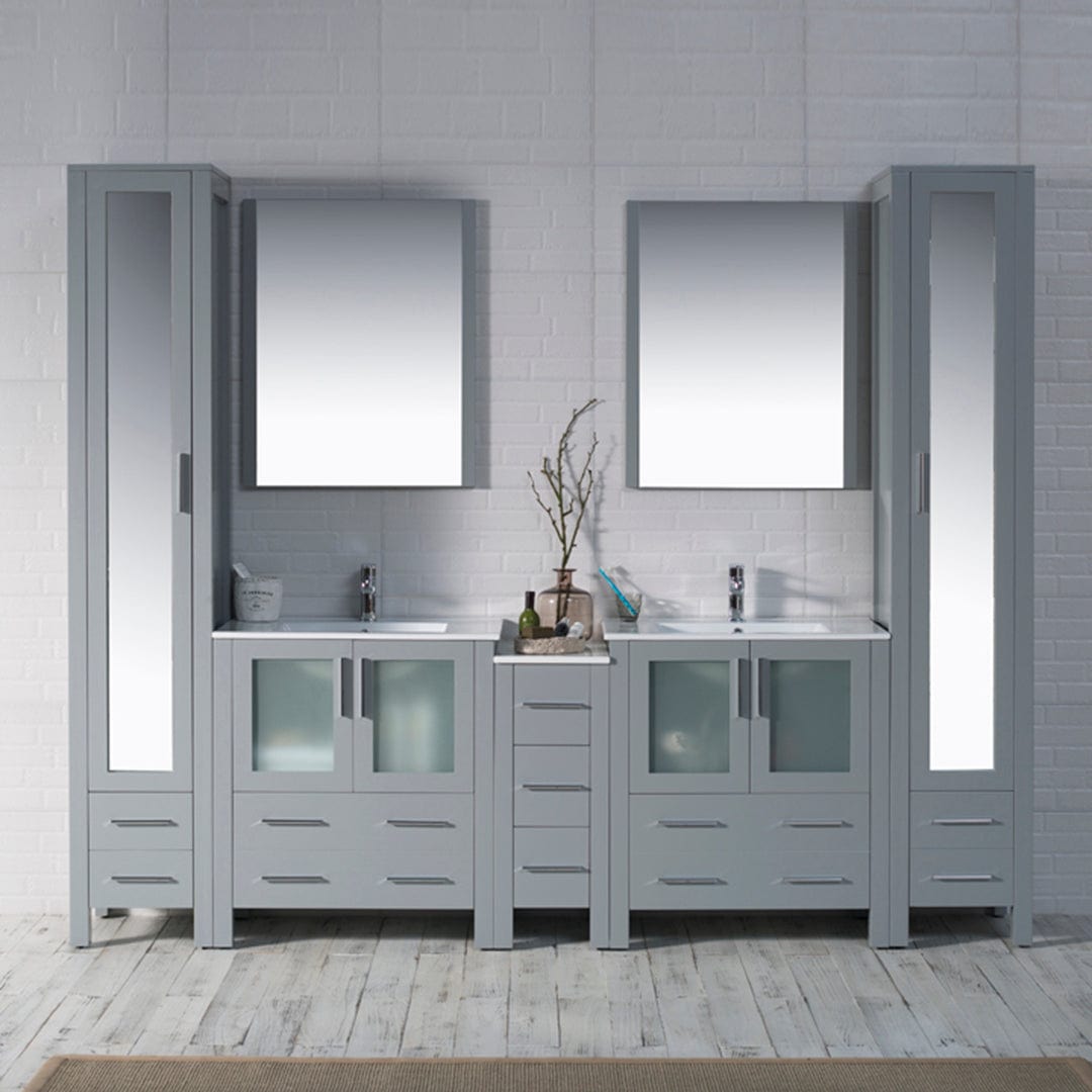 Sydney - 102 Inch Vanity with Ceramic Double Sinks & Mirrors - Metal Gray - Molaix842708125735Sydney001 102 15 C M