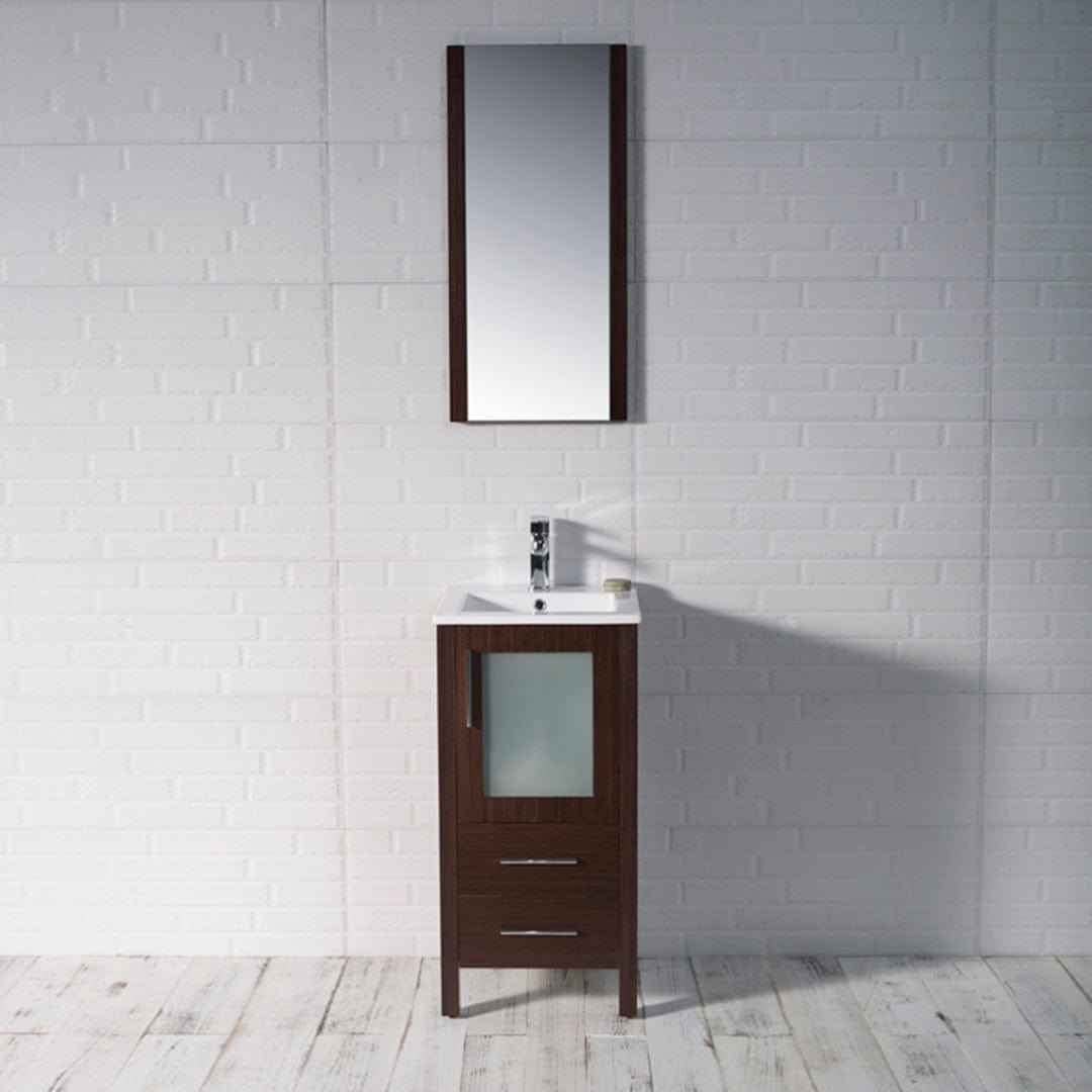 Sydney - 16 Inch Vanity with Ceramic Sink & Mirror - Wenge - Molaix842708124288Sydney001 18 03 C M
