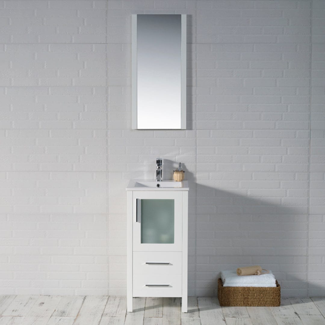 Sydney - 16 Inch Vanity with Ceramic Sink & Mirror - White - Molaix842708124264Sydney001 18 01 C M
