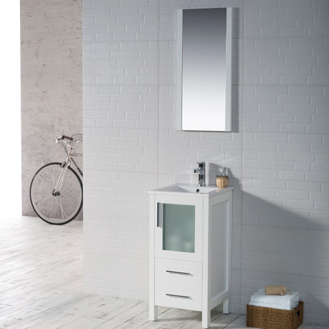 Sydney - 16 Inch Vanity with Ceramic Sink & Mirror - White - Molaix842708124264Sydney001 18 01 C M