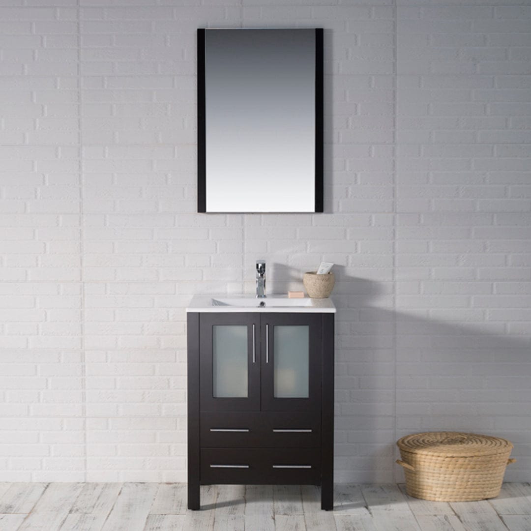 Sydney - 24 Inch Vanity with Ceramic Sink & Mirror - Espresso - Molaix842708124332Sydney001 24 02 C M