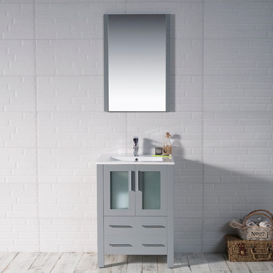 Sydney - 24 Inch Vanity with Ceramic Sink & Mirror - Metal Grey - Molaix842708124363Sydney001 24 15 C M