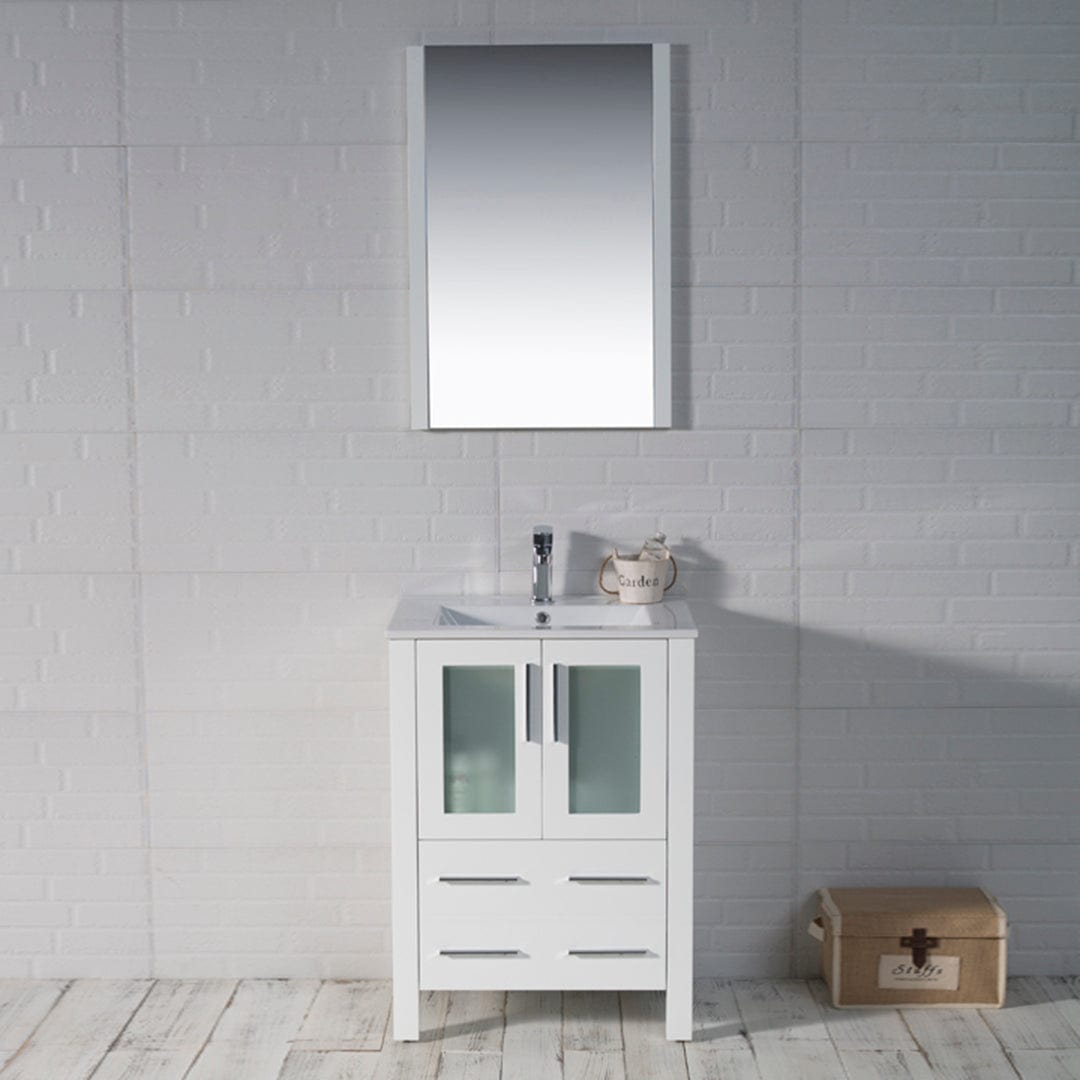 Sydney - 24 Inch Vanity with Ceramic Sink & Mirror - White - Molaix842708124301Sydney001 24 01 C M