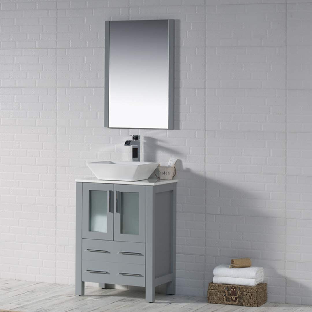 Sydney - 24 Inch Vanity with Ceramic Vessel Sink - Metal Grey - Molaix842708124370Sydney001 24 15 V