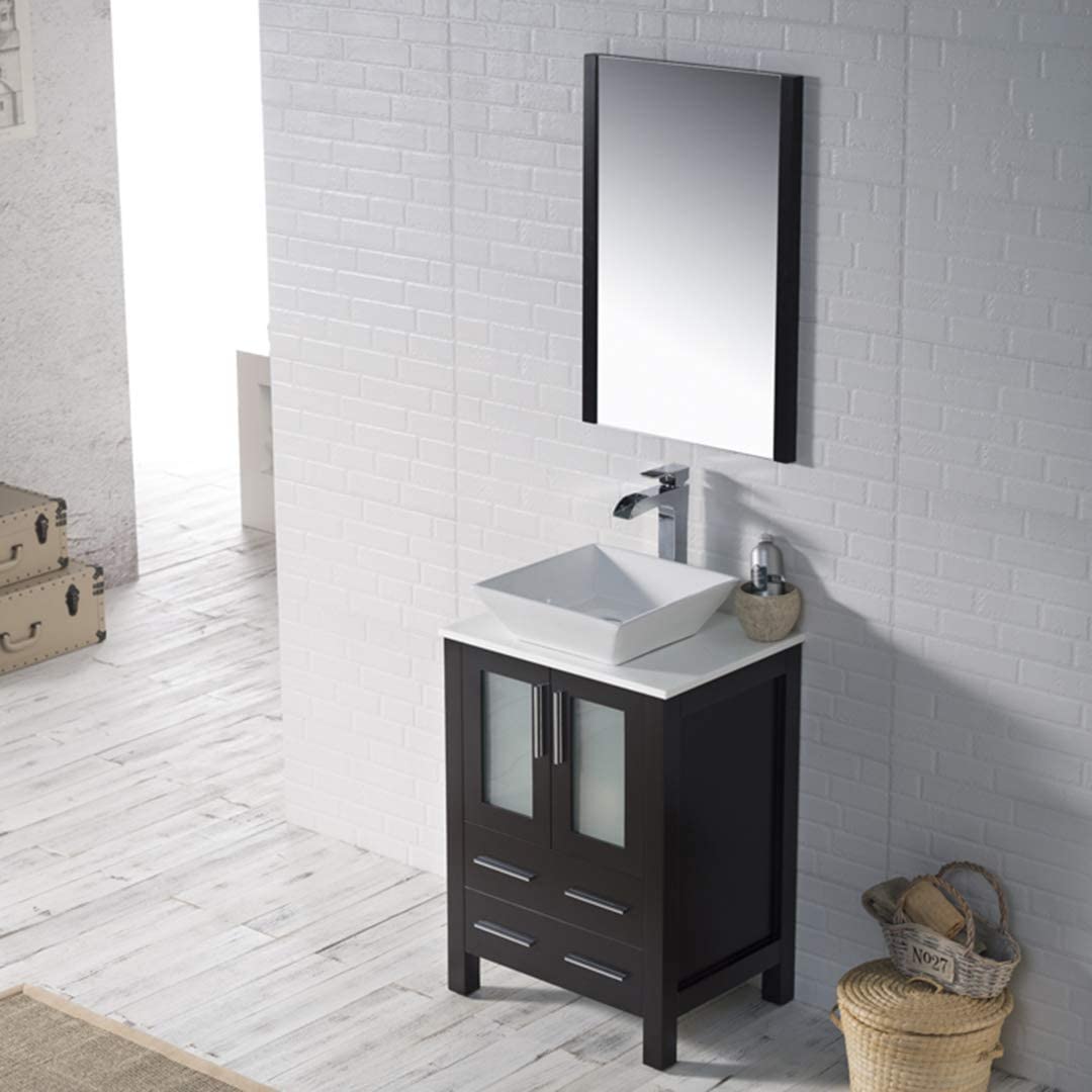 Sydney - 24 Inch Vanity with Ceramic Vessel Sink & Mirror - Espresso - Molaix842708124356Sydney001 24 02 V M